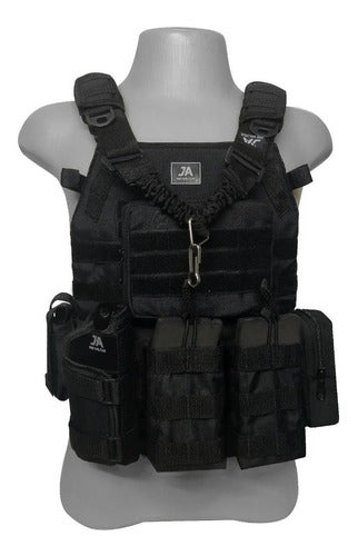 Colete Modular Plate Carrier Preto JA Rio Militar + Brinde Bandoleira