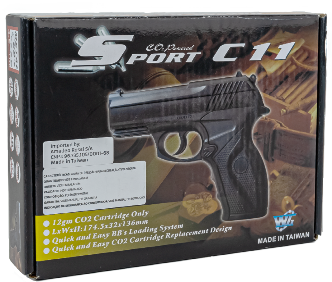 Kit Pistola Pressão Airgun C11 Gás Co2 Esfera Aço 4,5mm